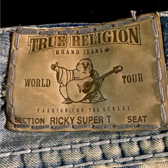 Rare! 🇺🇸 Ricky Bleach Splatter Super T True Religion size 32x34 unaltered! 😱 - Picture 2 of 14